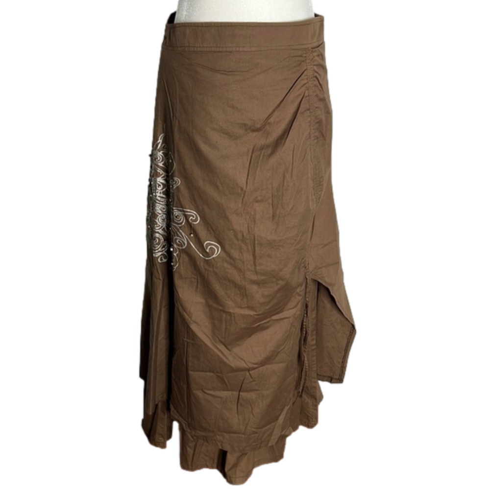 OutFitters  Brown Lagenlook Apron Skirt
